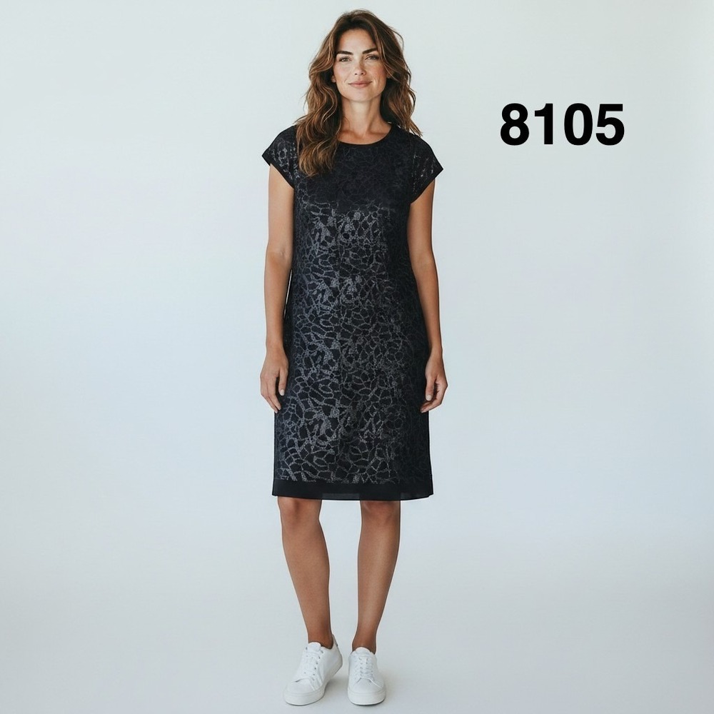 Vince Camuto Black Sequin Mesh Cocktail Dress Cap Sleeve Size 8 NWT